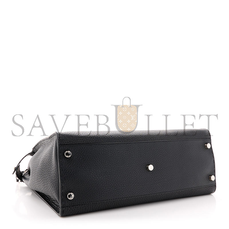 FENDI CUOIO ROMANO SELLERIA MONSTER EYES INLAY LARGE PEEKABOO SATCHEL BLACK SUNFLOWER (42*34*18cm)